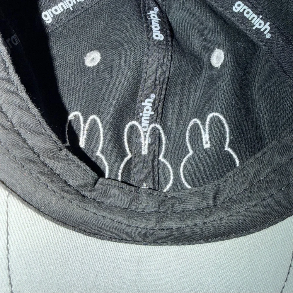 Graniph Miffy Baseball Cap Black Silver Grey Graphic 100% Cotton